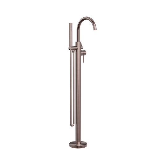 Mecca Round Freestanding Mixer With Hand Shower Brushed Bronze