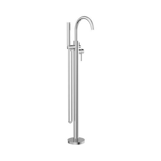 Mecca Round Freestanding Mixer With Hand Shower Chrome