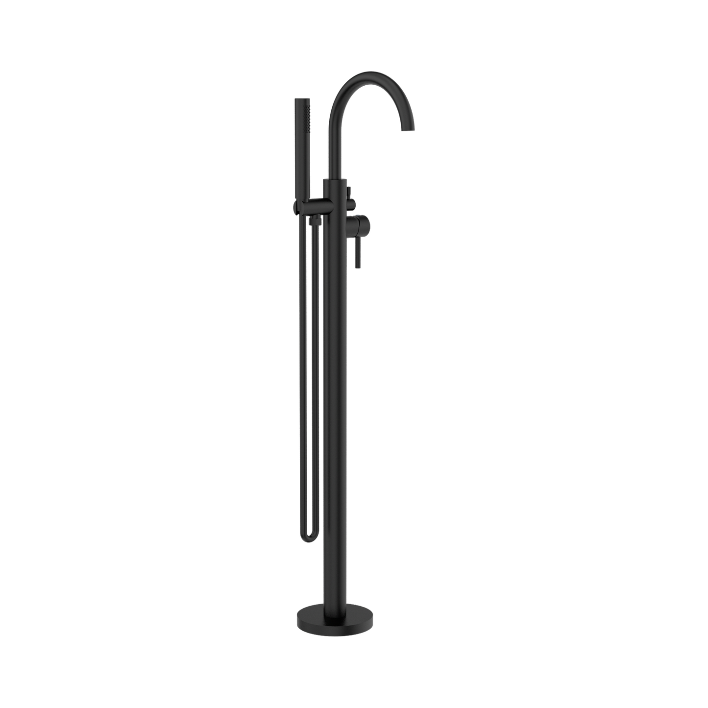 Mecca Round Freestanding Mixer With Hand Shower Matte Black