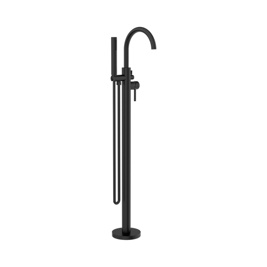 Mecca Round Freestanding Mixer With Hand Shower Matte Black