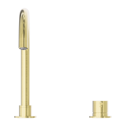 Mecca Hob Basin Mixer Round Swivel Spout Brushed Gold