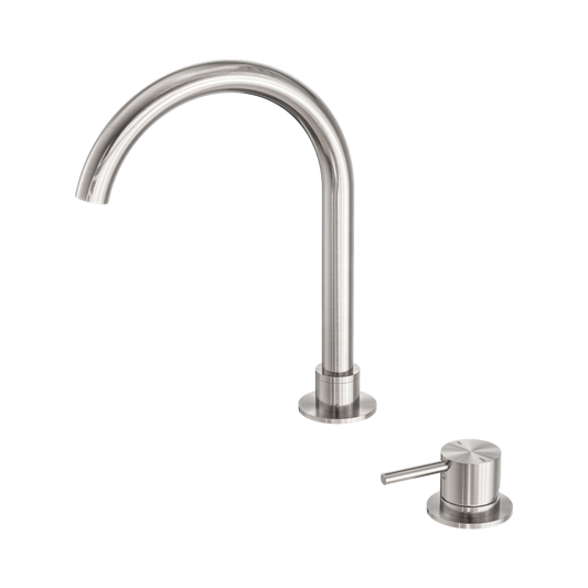 Mecca Hob Basin Mixer Round Swivel Spout Brushed Nickel