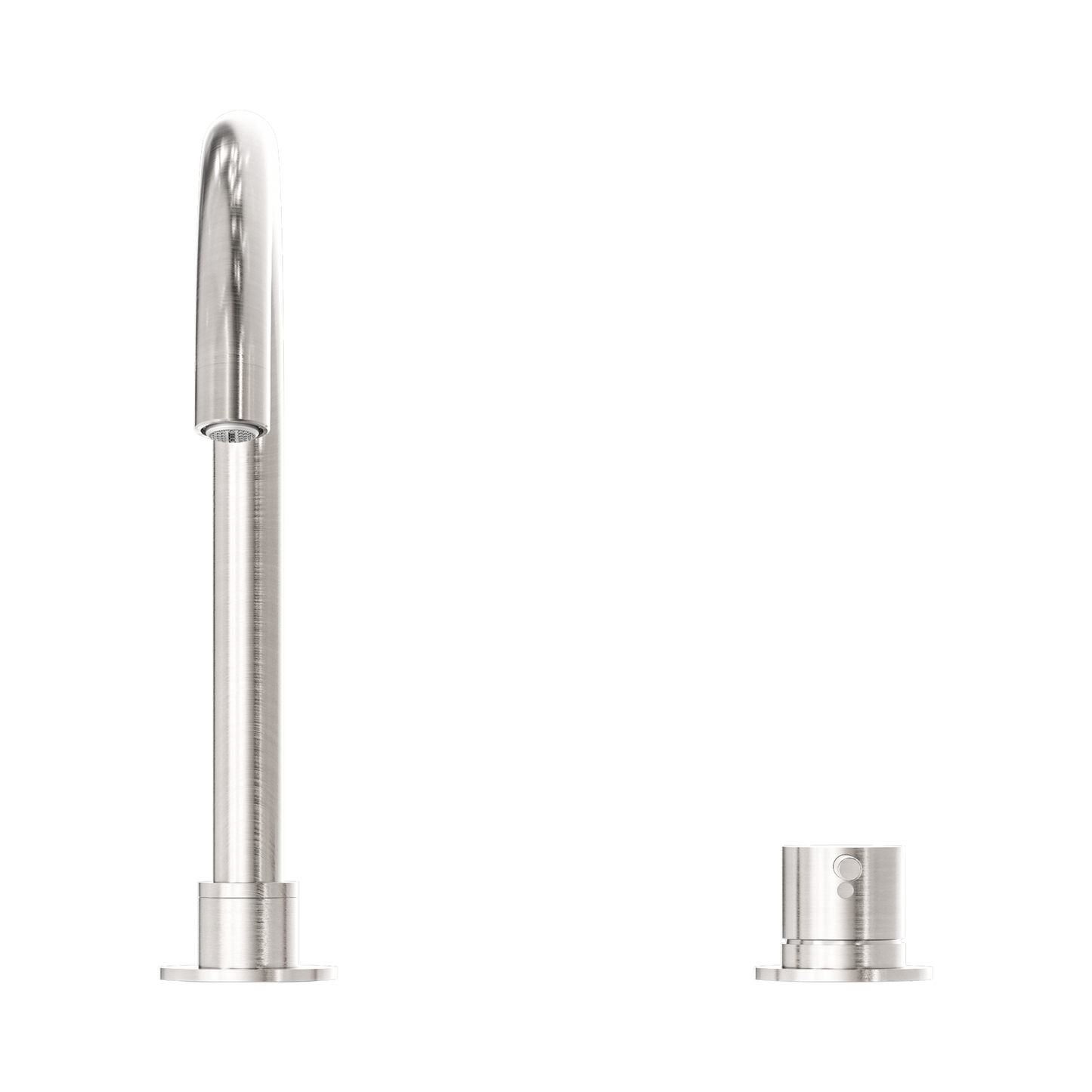 Mecca Hob Basin Mixer Round Swivel Spout Brushed Nickel