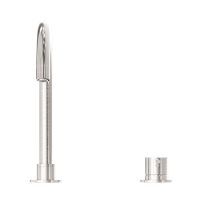 Mecca Hob Basin Mixer Round Swivel Spout Brushed Nickel