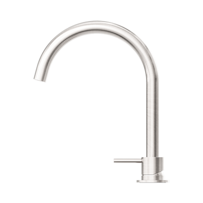 Mecca Hob Basin Mixer Round Swivel Spout Brushed Nickel