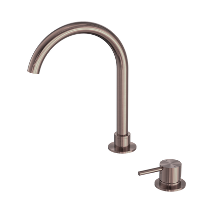 Mecca Hob Basin Mixer Round Swivel Spout Brushed Bronze