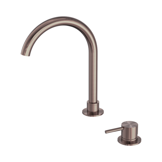 Mecca Hob Basin Mixer Round Swivel Spout Brushed Bronze