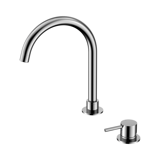 Mecca Hob Basin Mixer Round Swivel Spout Chrome