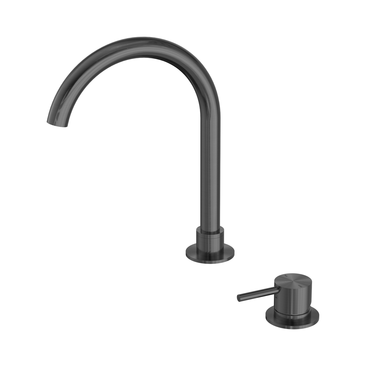 Mecca Hob Basin Mixer Round Swivel Spout Gun Metal