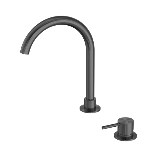 Mecca Hob Basin Mixer Round Swivel Spout Gun Metal