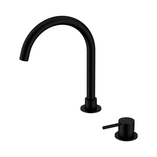 Mecca Hob Basin Mixer Round Swivel Spout Matte Black
