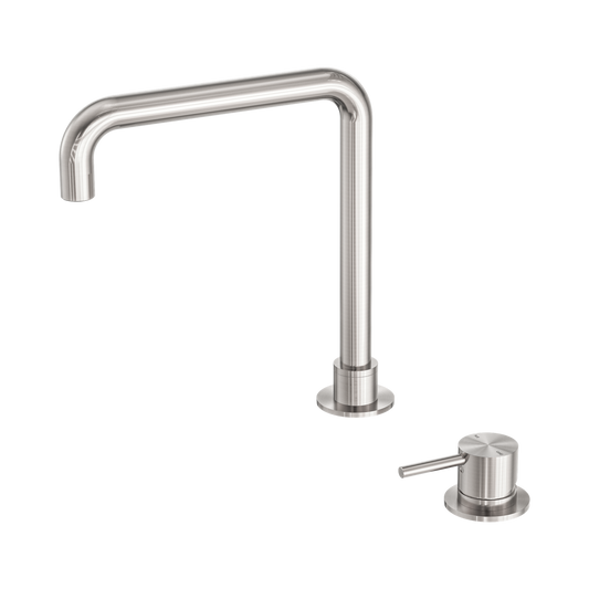 Mecca Hob Basin Mixer Square Swivel Spout Brushed Nickel