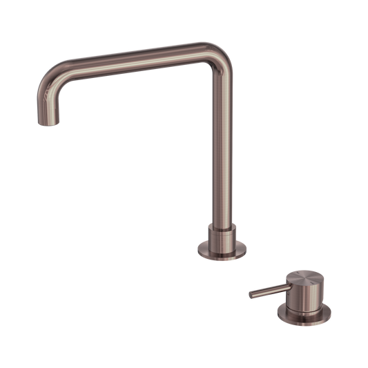 Mecca Hob Basin Mixer Square Swivel Spout Brushed Bronze