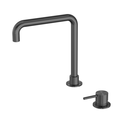 Mecca Hob Basin Mixer Square Swivel Spout Gun Metal