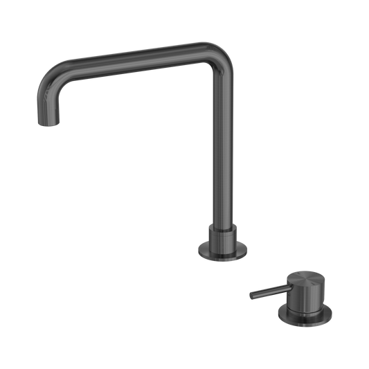Mecca Hob Basin Mixer Square Swivel Spout Gun Metal