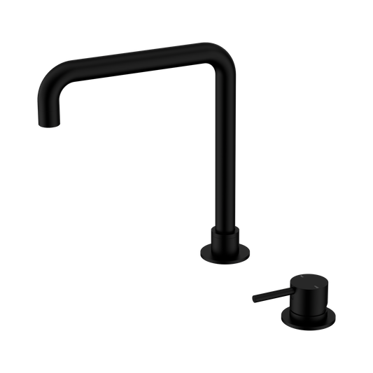 Mecca Hob Basin Mixer Square Swivel Spout Matte Black