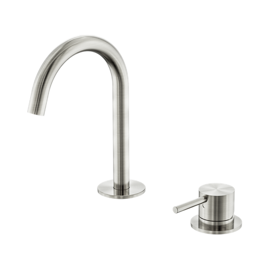 Mecca Hob Baisn Mixer Set Arc Spout Brushed Nickel