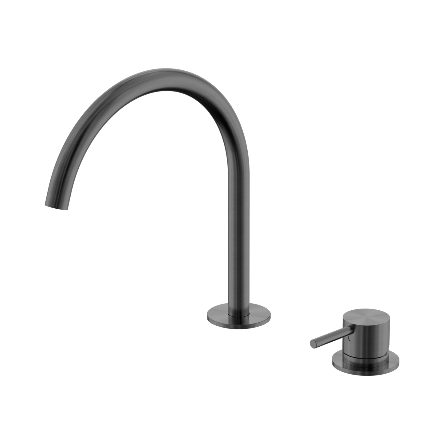 Mecca Hob Bath/Kitchen Mixer Set Arc Spout Gun Metal