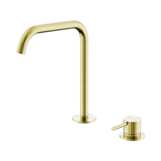 Mecca Hob Bath/Kitchen Mixer Set Edge Spout Brushed Gold