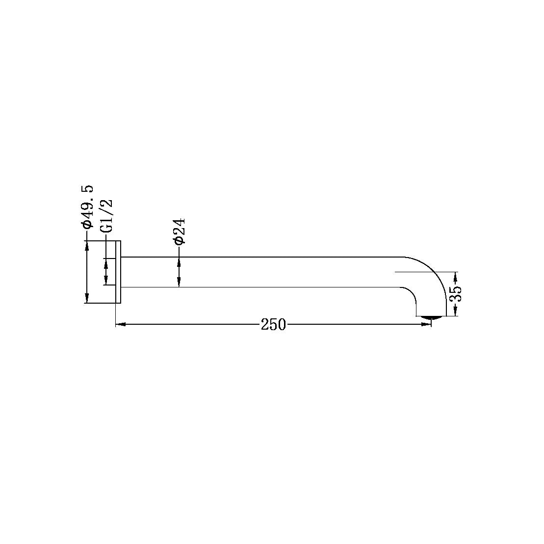 Nero Mecca Basin/Bath Spout Brushed