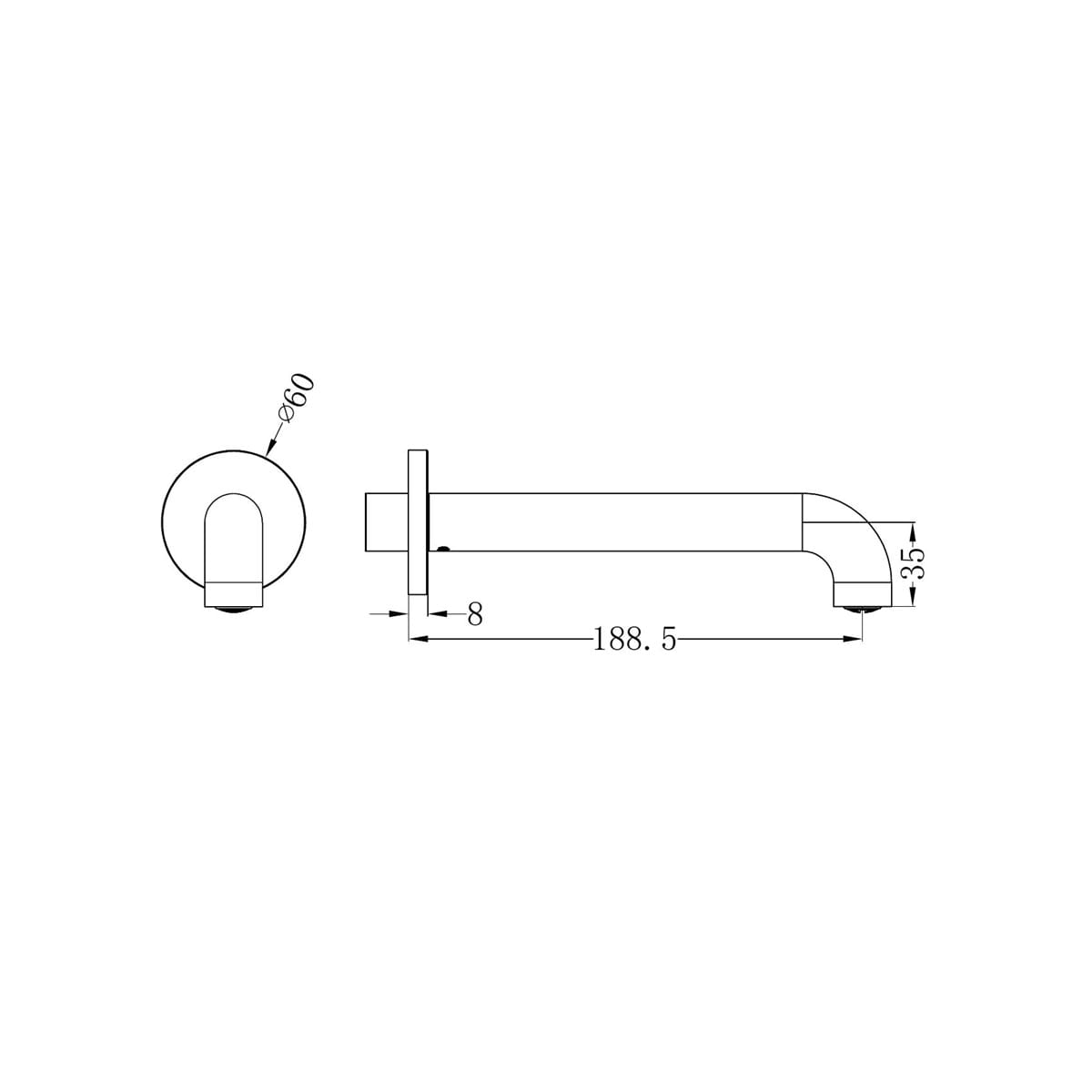 Mecca Basin/Bath Spout Only 185MM