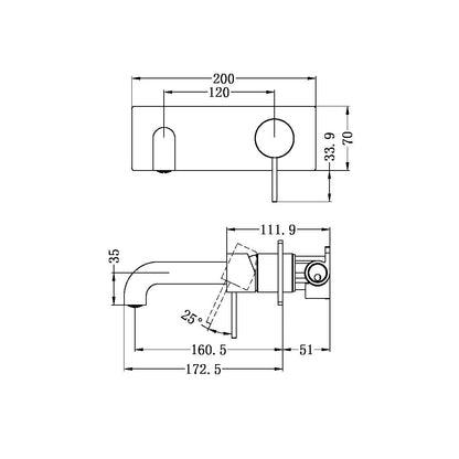 Nero Mecca Wall Basin/Bath Mixer Set With Back Plate