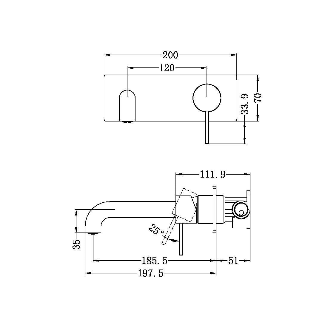 Nero Mecca Wall Basin/Bath Mixer Set With Back Plate