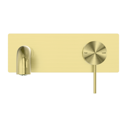 Nero Mecca Wall Basin/Bath Mixer Set With Back Plate Brushed