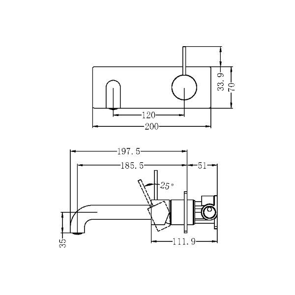 Nero Mecca Up Wall Mixer Set Basin/Bath 185mm