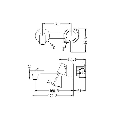 Nero Mecca Wall Basin/Bath Mixer Set