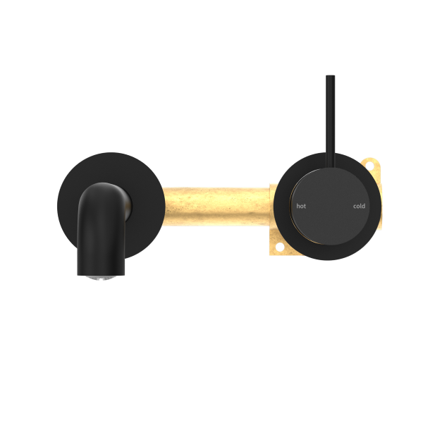 Nero Mecca Up Wall Mixer Set Basin/Bath Separate Backplates 185mm