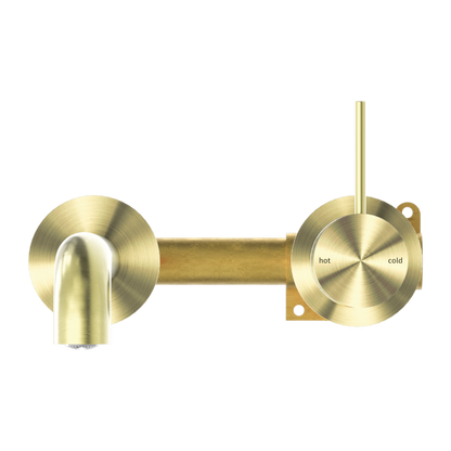 Nero Mecca Up Wall Mixer Set Basin/Bath Separate Backplates 160mm Brushed  / NR221907d160BG