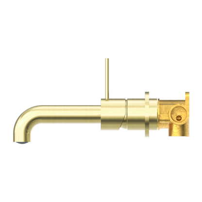 Nero Mecca Up Wall Mixer Set Basin/Bath Separate Backplates 160mm Brushed  / NR221907d160BG