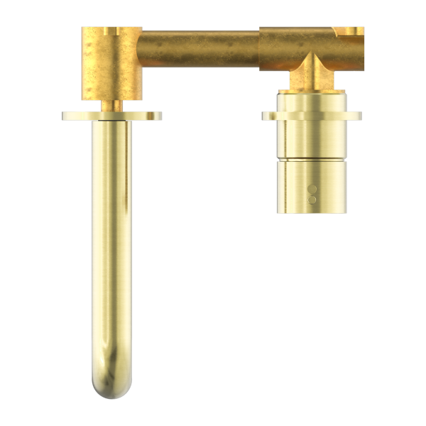 Nero Mecca Up Wall Mixer Set Basin/Bath Separate Backplates 185mm Brushed  / NR221907d185BG