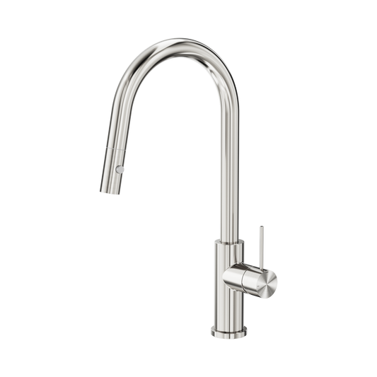 Mecca Pull Out Sink Mixer With Vegie Spray Function Brushed Nickel