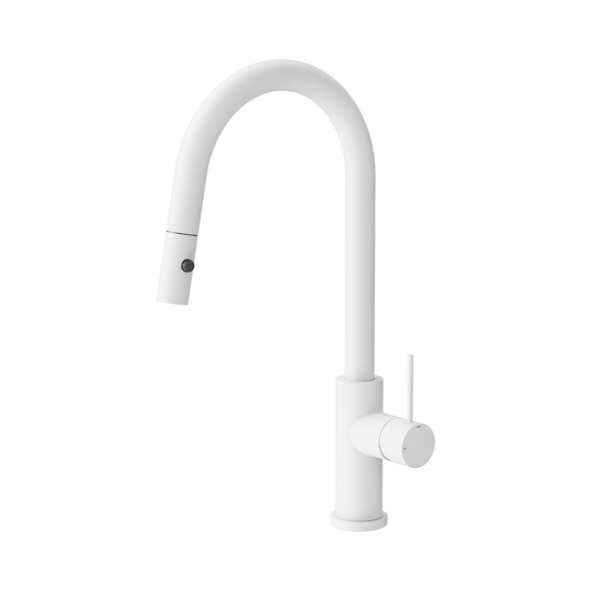Mecca Pull Out Sink Mixer With Vegie Spray Function Matte White