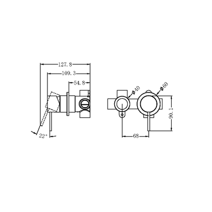 Nero Mecca Shower Mixer with Horizontal 2 Way Diverter