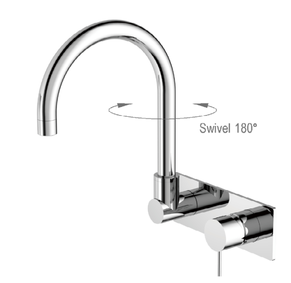 Nero Mecca Wall Basin Mixer Swivel Spout