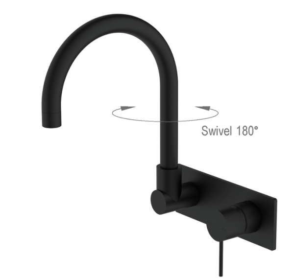 Nero Mecca Wall Basin Mixer Swivel Spout