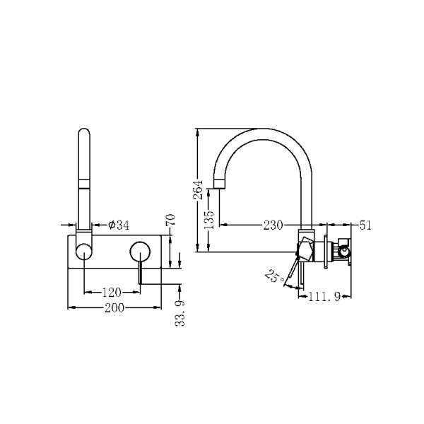 Nero Mecca Wall Basin Mixer Swivel Spout