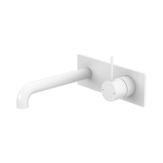 Mecca Wall Basin/Bath Mixer Handle Up 160mm Matte White