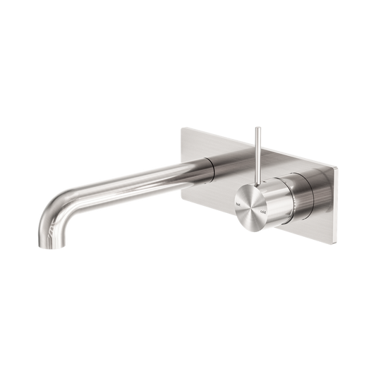 Mecca Wall Basin/Bath Mixer Handle Up 260mm Brushed Nickel
