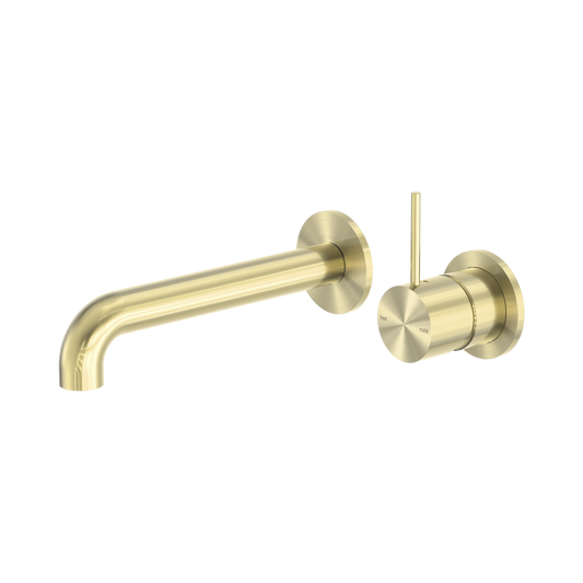 Mecca Wall Basin/Bath Mixer Separate Back Plate Handle Up 120mm Brushed Gold
