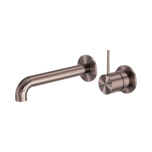 Mecca Wall Basin/Bath Mixer Separate Back Plate Handle Up 120mm Brushed Bronze