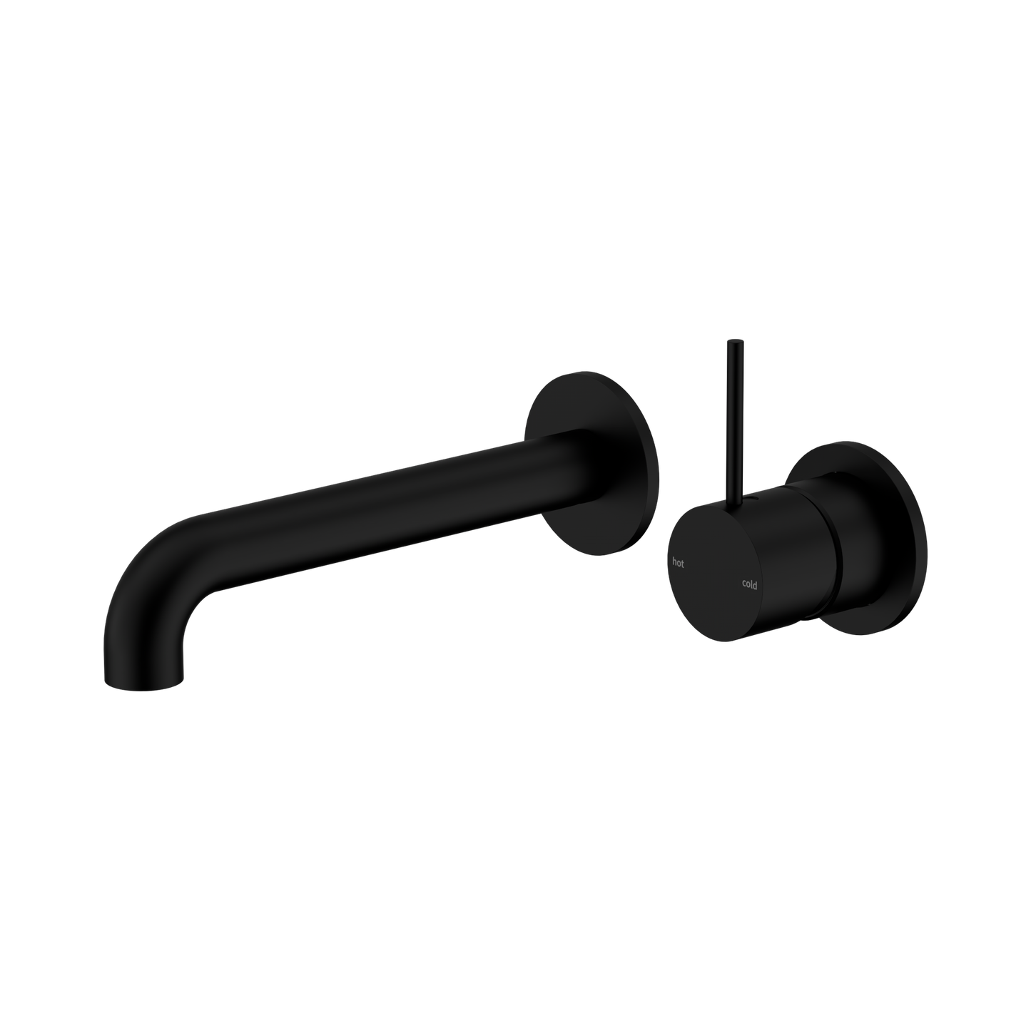 Mecca Wall Basin/Bath Mixer Separate Back Plate Handle Up 120mm Matte Black