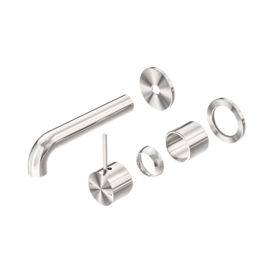 Mecca Wall Basin/Bath Mixer Separate Back Plate Handle Up 120mm Trim Kits Only Brushed Nickel