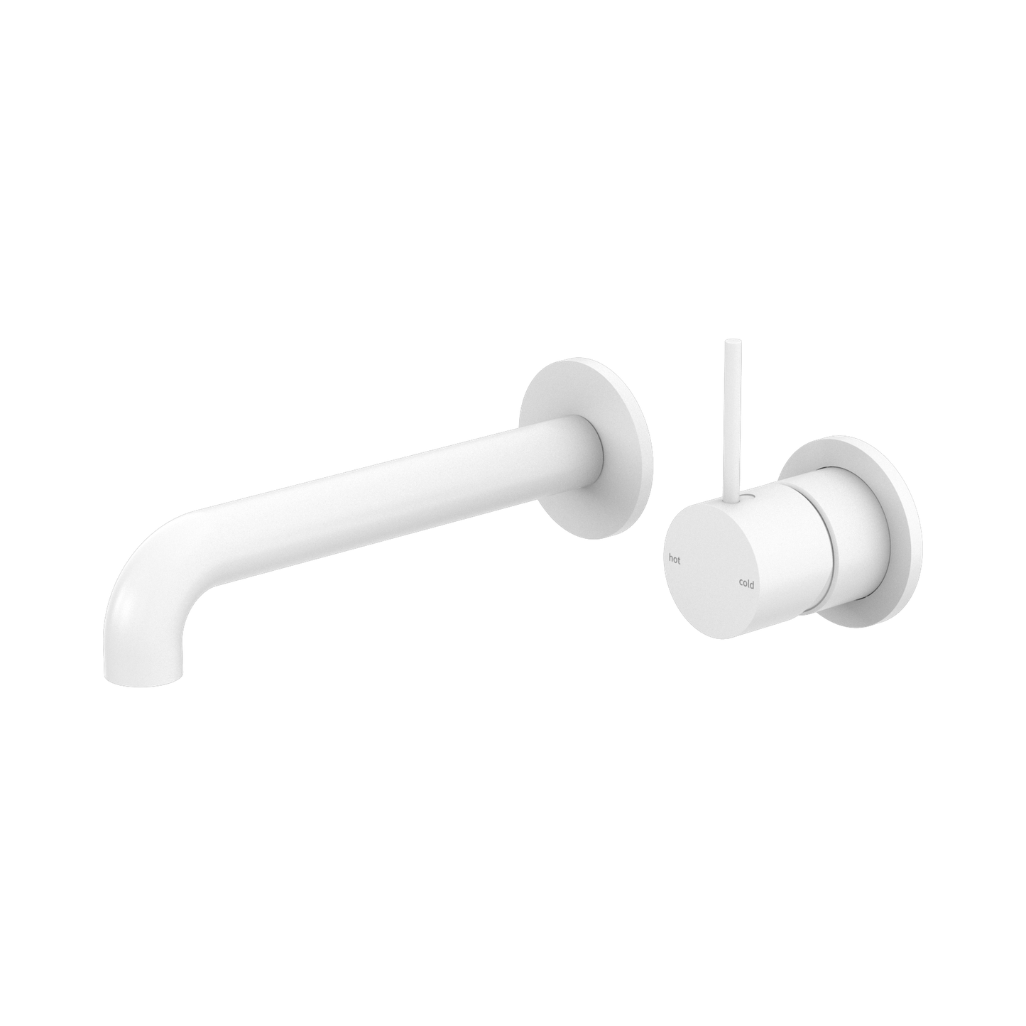 Mecca Wall Basin/Bath Mixer Separate Back Plate Handle Up 160mm Matte White