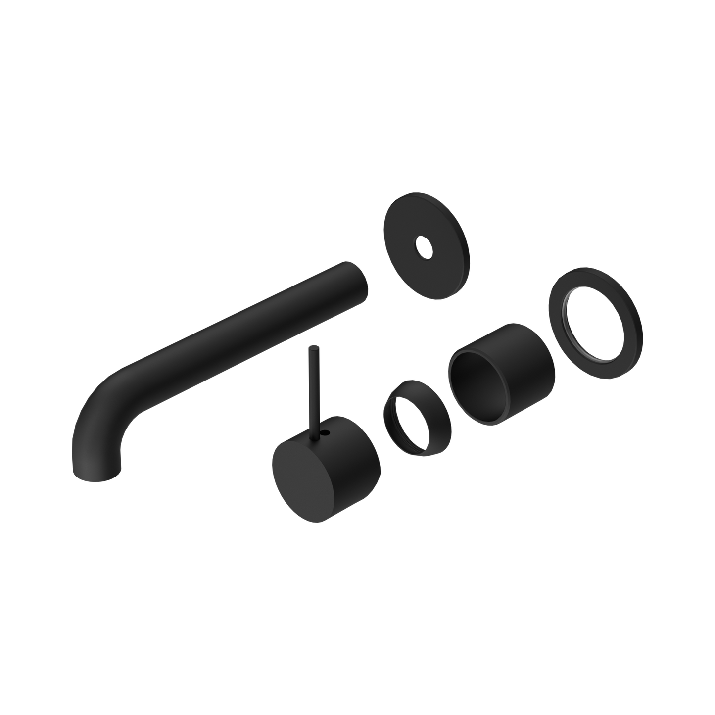 Mecca Wall Basin/Bath Mixer Separate Back Plate Handle Up 185mm Trim Kits Only Matte Black