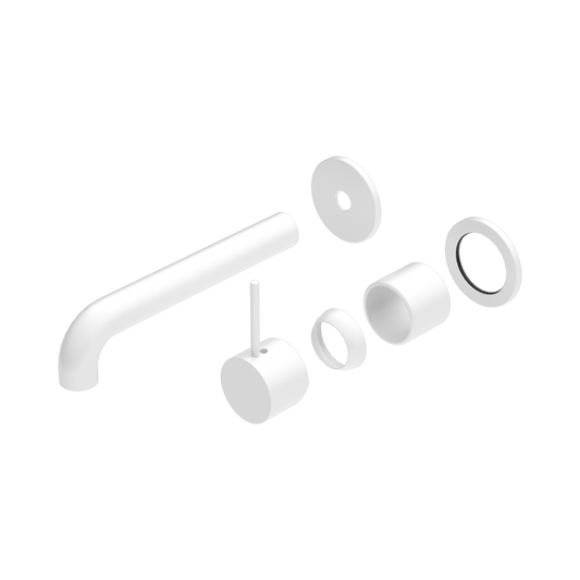 Mecca Wall Basin/Bath Mixer Separate Back Plate Handle Up 185mm Trim Kits Only Matte White
