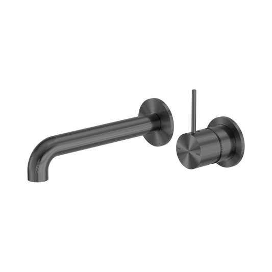 Mecca Wall Basin/Bath Mixer Separate Back Plate Handle Up 230mm Gun Metal